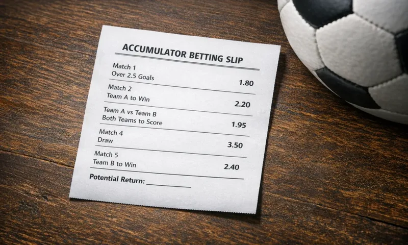 Mix parlay accumulator betting slip with multiple football selections
